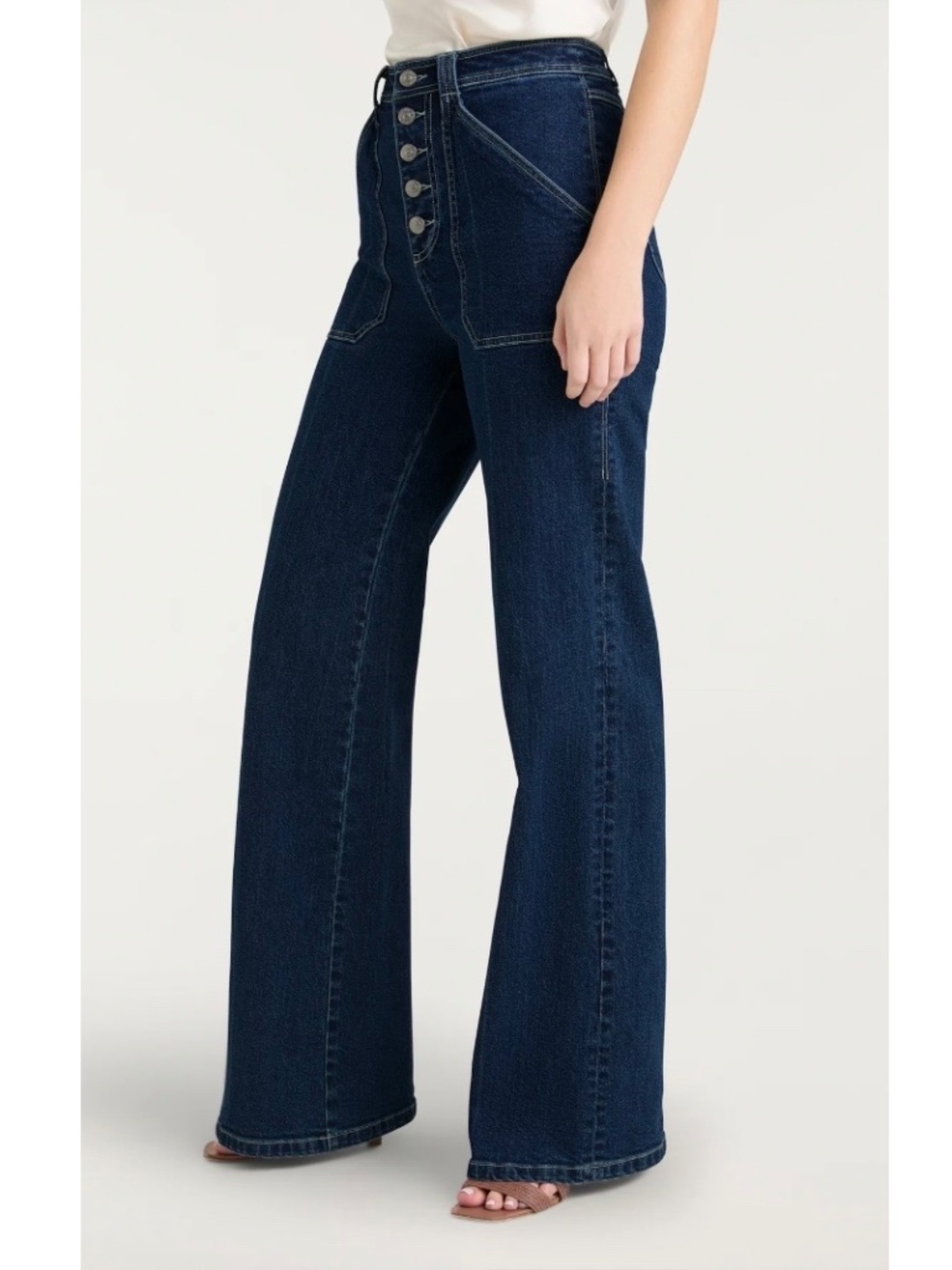 Sinq a Sept Tailors Crease Long BENJI Jeans Oceane/Ivory SZ 8